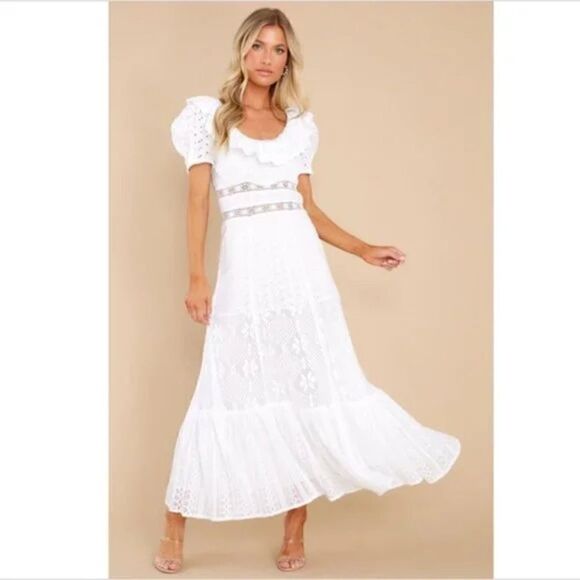 LoveShackFancy Stassie Dress in True White - Picture 1 of 7